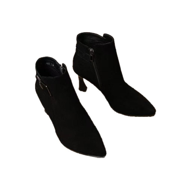 Damen Elegante Stiefeletten mit hohem Absatz und modischer Schnalle Drune