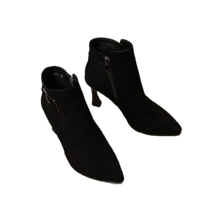 Damen Elegante Stiefeletten mit hohem Absatz und modischer Schnalle Drune