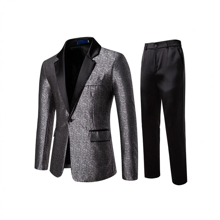 Herren Zweiteiliges Smoking-Set mit gemustertem Sakko und Satinrevers Drune
