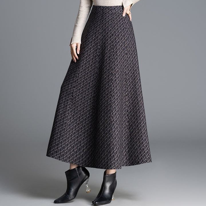 Damen Maxi-Rock mit elegantem geometrischen Muster Drune