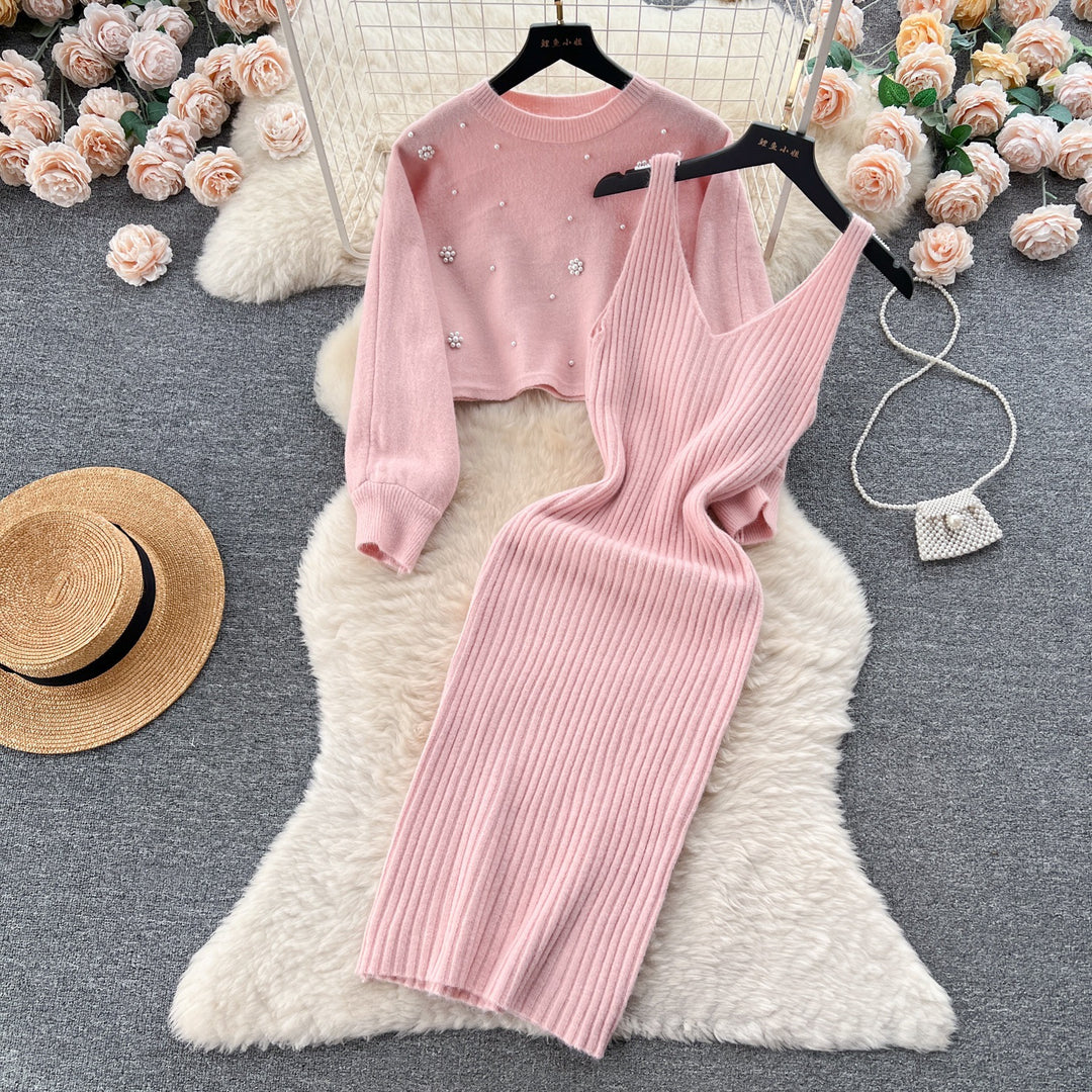 Damen Strickkleid mit elegantem V-Ausschnitt Drune