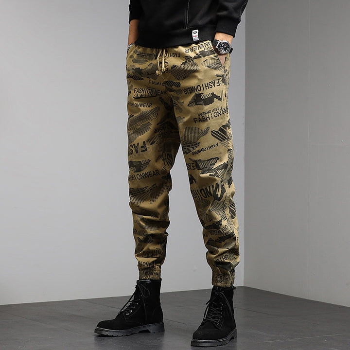 Herren Cargohose im Joggerstil mit Camouflage‑Print, Elastischem Tunnelzugbund und Klappentaschen Drune