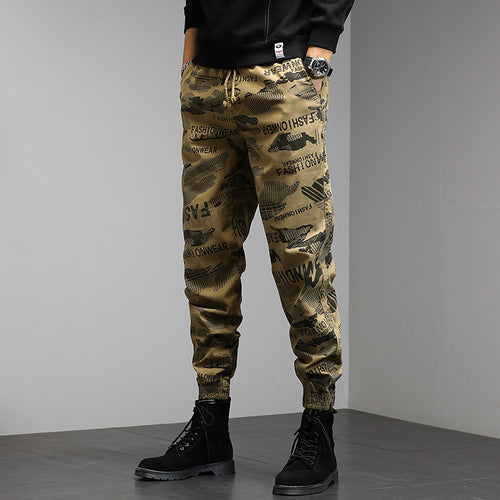 Herren Cargohose im Joggerstil mit Camouflage‑Print, Elastischem Tunnelzugbund und Klappentaschen Drune