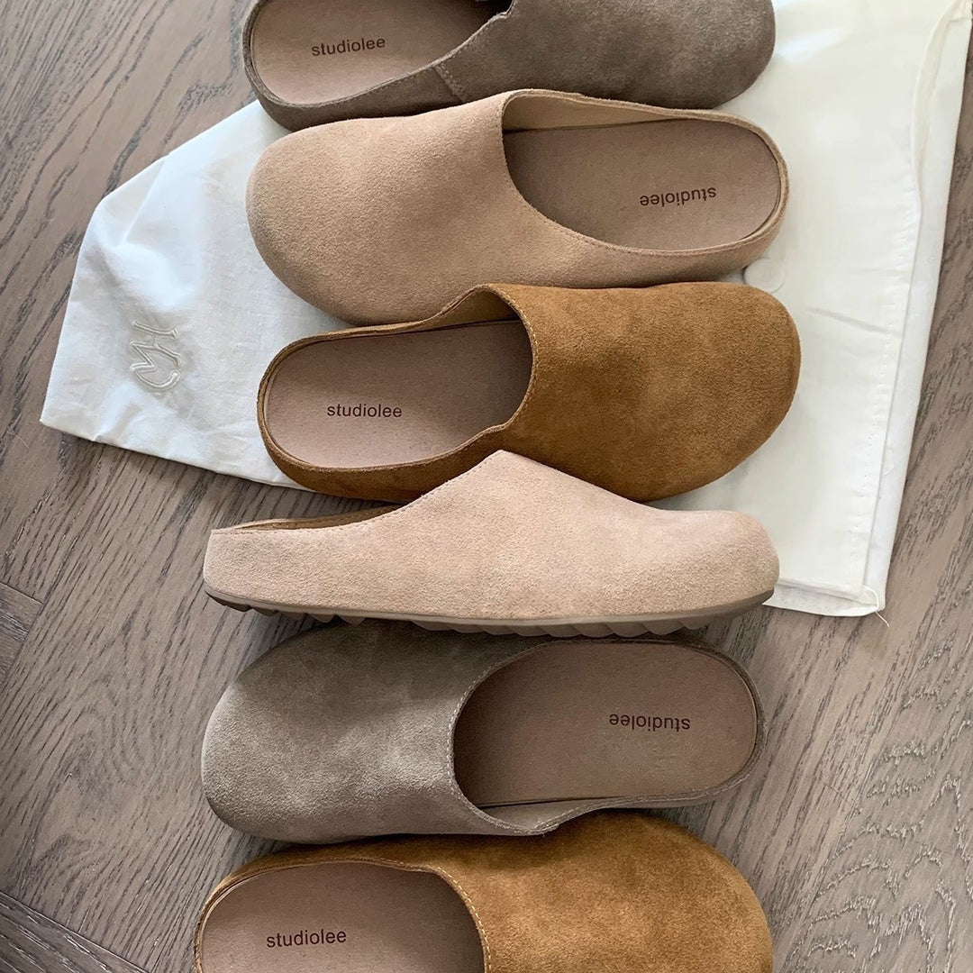 Damen Weiche Wildleder Schiebe Clogs Drune