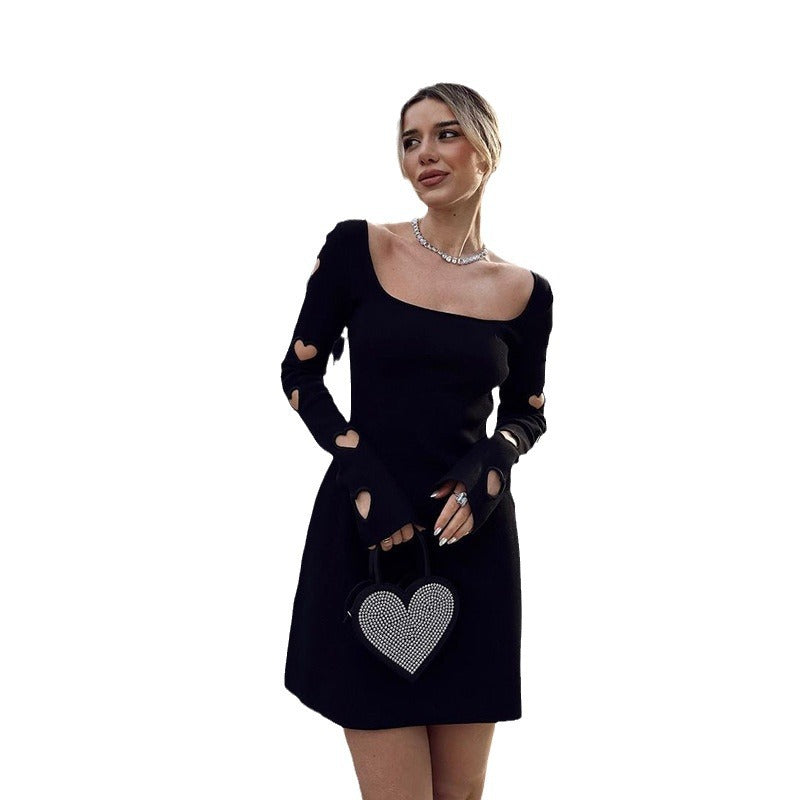 Damen Minikleid mit Herz-Details und asymmetrischem Ausschnitt Drune