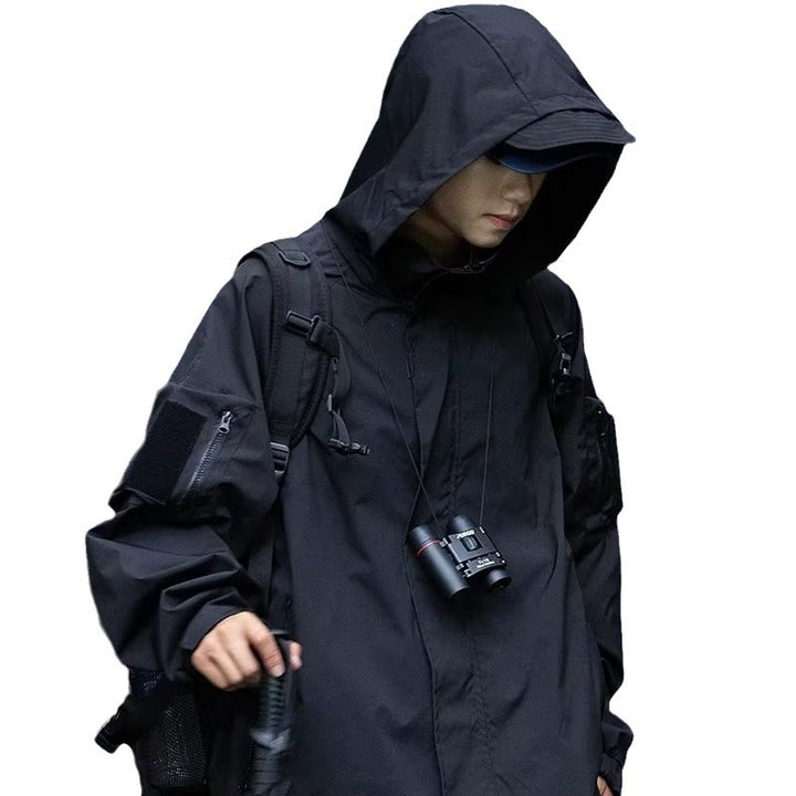 Herren technische Multifunktionsjacke mit praktischen Taschen und verstellbarem Kapuzenbund Drune