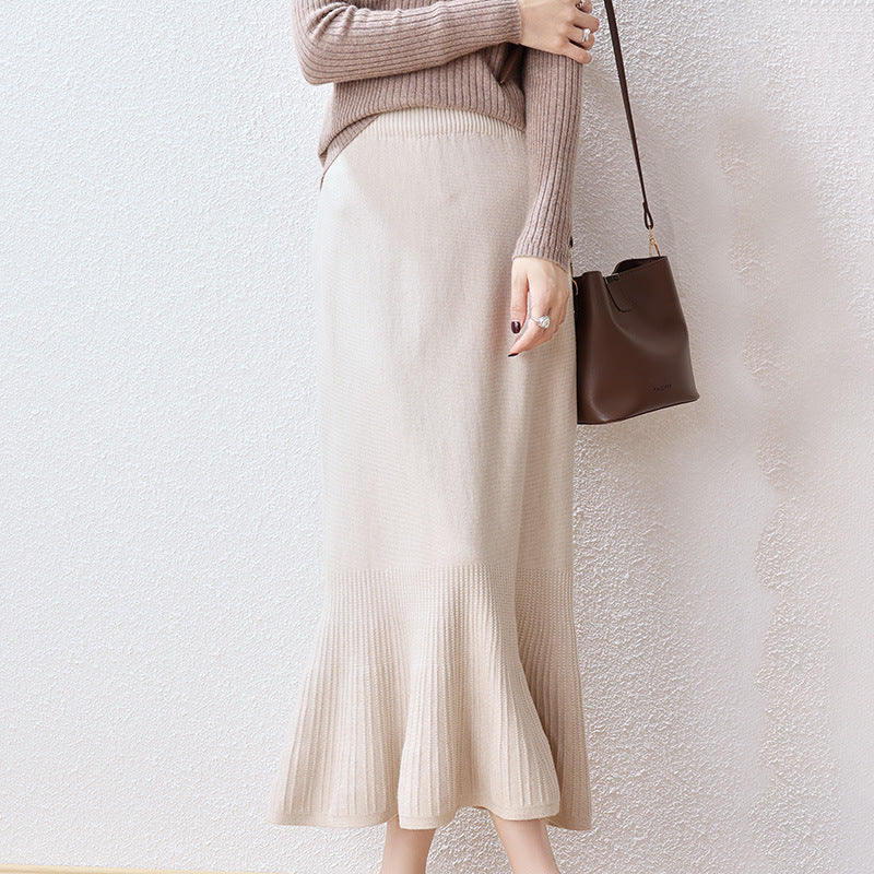 Damen Eleganter Strickrock mit Volant Drune