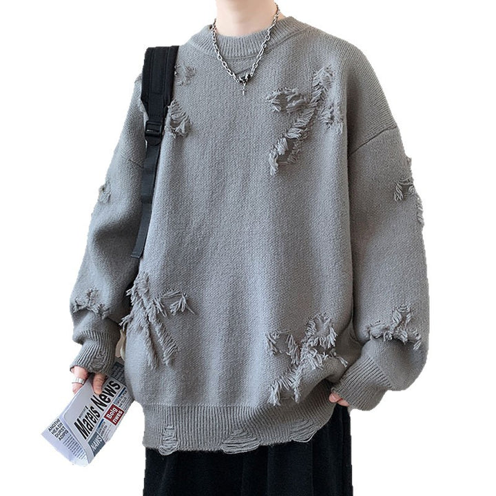 Damen Grobstrickpullover mit Fransen Drune