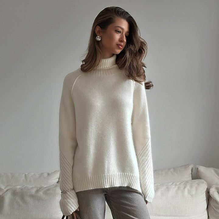 Damen Pullover mit hohem Kragen und feinem Strick Drune