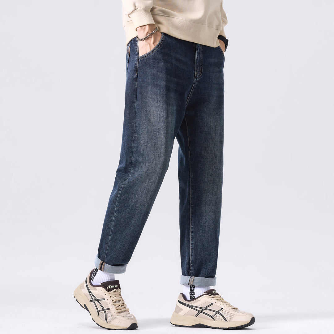 Herren Konisch geschnittene Freizeit-Jeans mit mittlerer Leibhöhe und dezenter Used-Waschung Drune