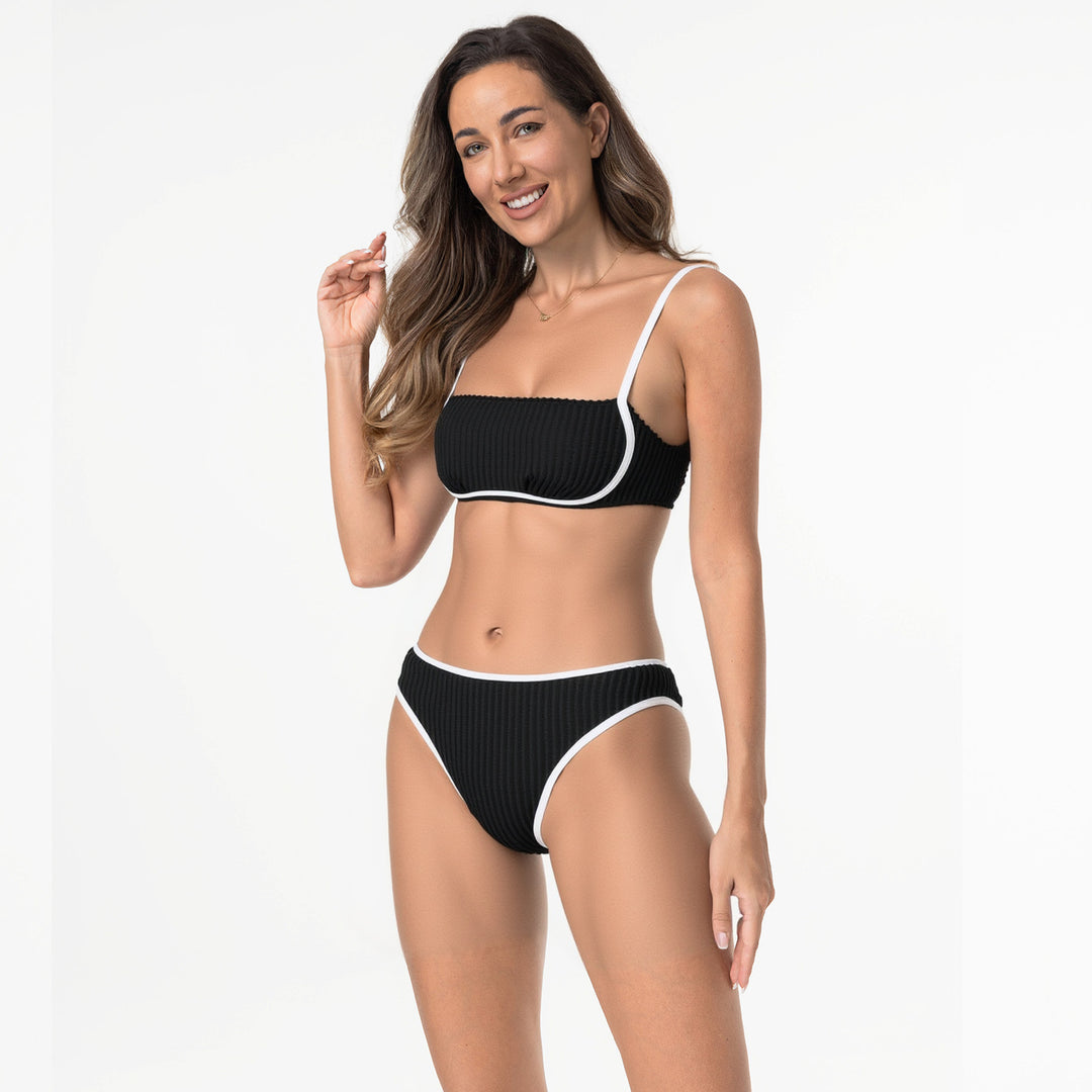 Damen Komfortables Bikiniset mit Rippdesign Drune