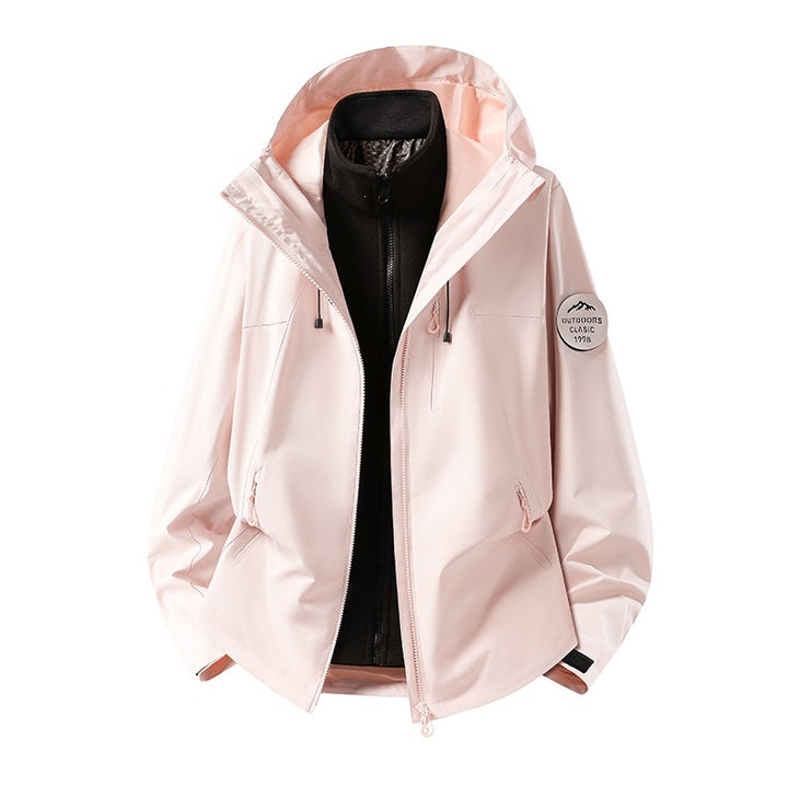 Herren Zweiteilige wasserdichte Outdoorjacke mit abnehmbarer Fleece‑Innenjacke und versiegelten Nähten Drune