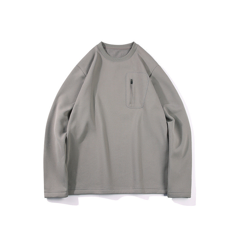 Herren Oversized-Sweatshirt mit Brust-Reißverschlusstasche, Raglanärmeln und softem Innenfutter Drune