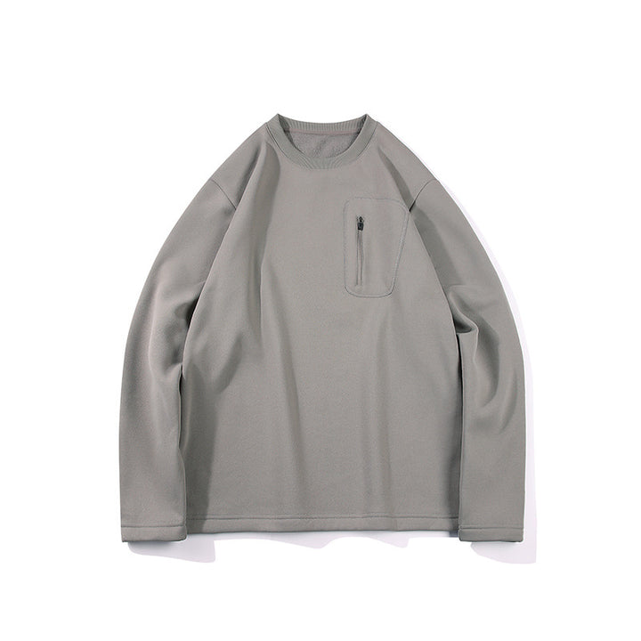 Herren Oversized-Sweatshirt mit Brust-Reißverschlusstasche, Raglanärmeln und softem Innenfutter Drune