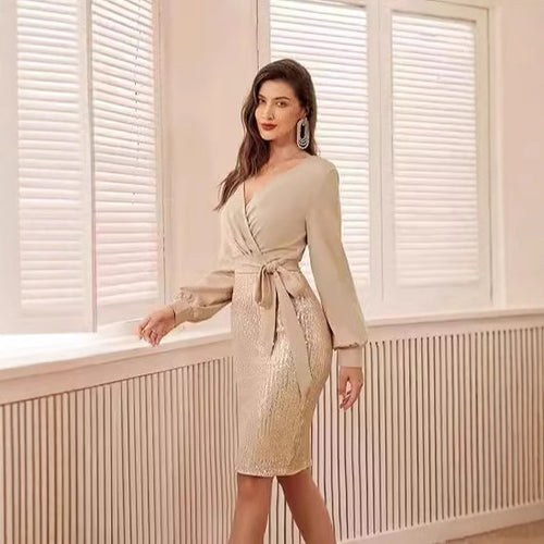 Damen Wickelkleid mit glitzernden Details Drune