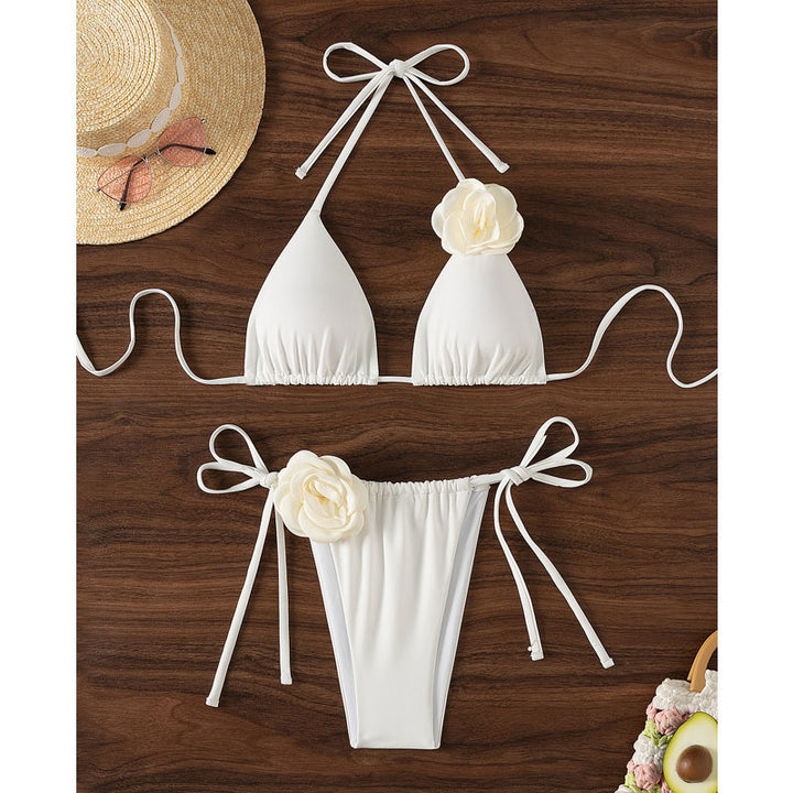 Damen Triangel-Bikini mit dekorativen Rüschen und verstellbaren Bändern Drune