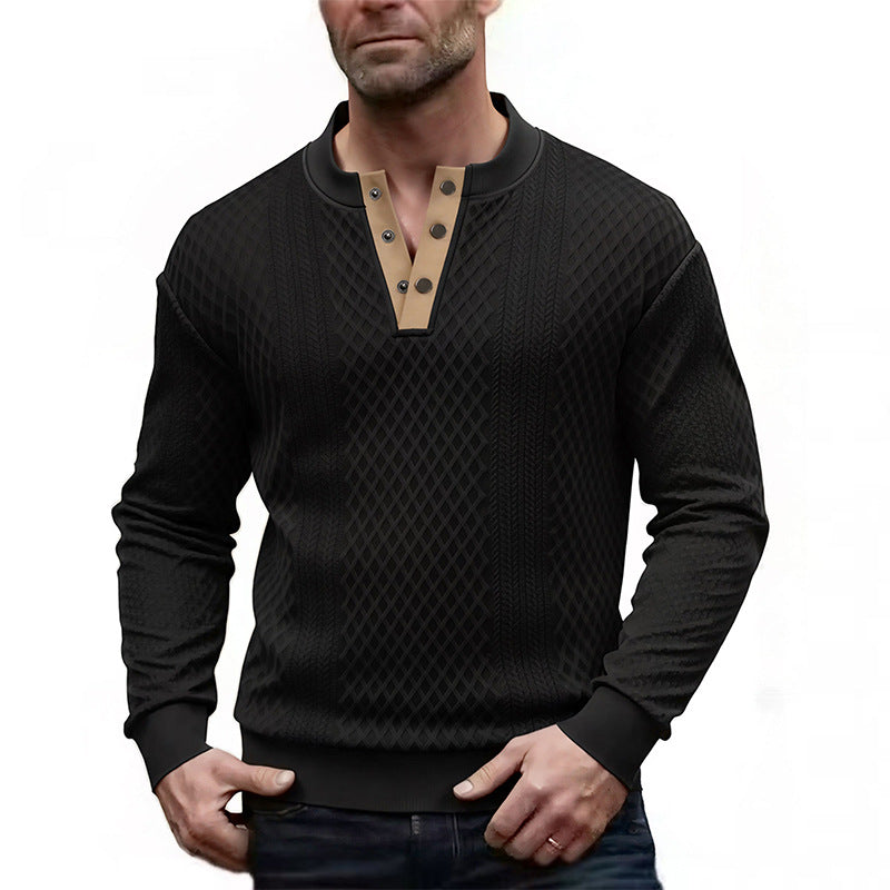 Herren Elegantes Strukturpullover mit Knopfleiste Drune