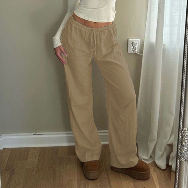 Damen nan weite Jogginghose mit hohem Bund Tunnelzug und Palazzo-Silhouette Drune