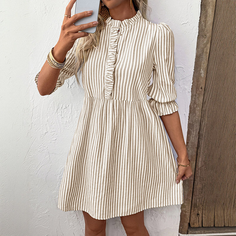 Damen Verspieltes Hemdblusenkleid mit Rüschen Drune