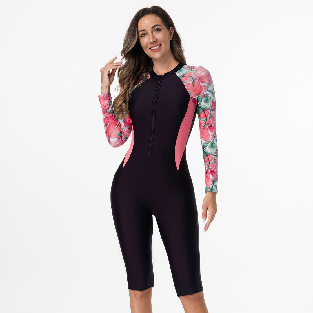 Damen Schwimmanzug mit langen Ärmeln und Reißverschluss Drune