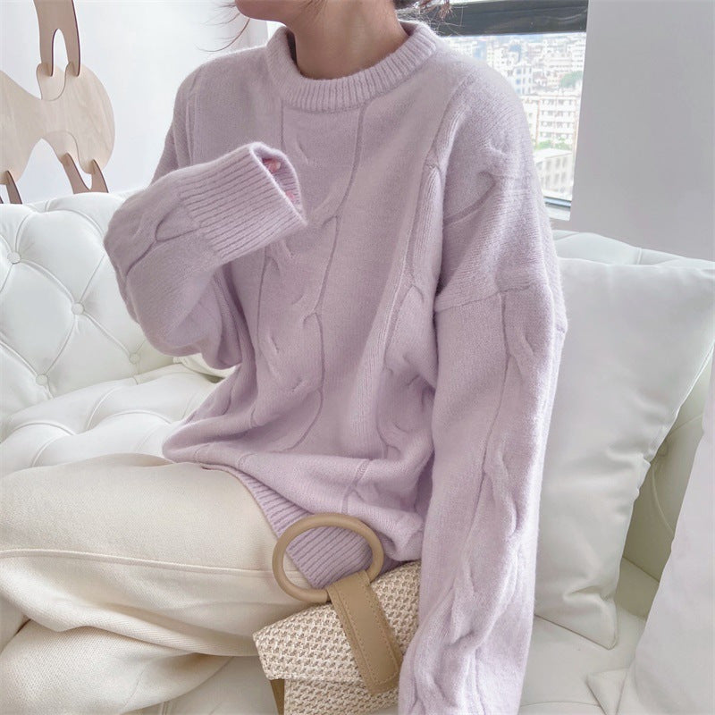 Damen Grobstrickpullover mit elegantem Zopfmuster und lässigem Schnitt Drune