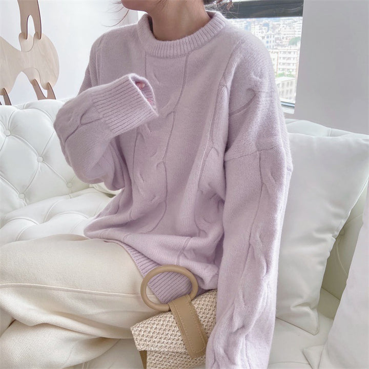 Damen Grobstrickpullover mit elegantem Zopfmuster und lässigem Schnitt Drune