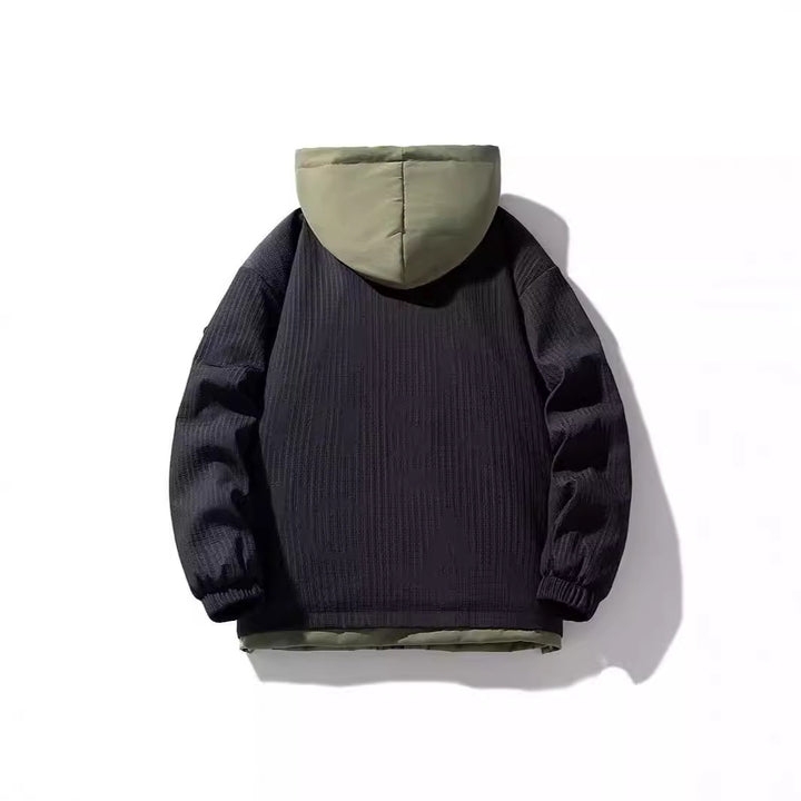 Herren Zweilagige Kapuzenjacke mit Fleece-Innenfutter und Allover-Sketch-Print Drune
