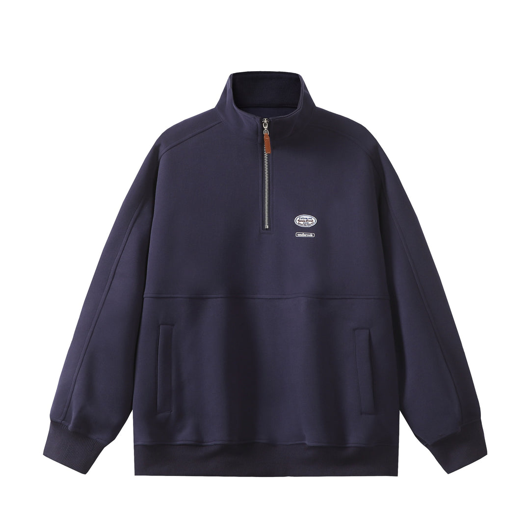 Herren Halbzip-Sweatshirt mit Stehkragen, Kängurutasche und Relaxed-Schnitt Drune