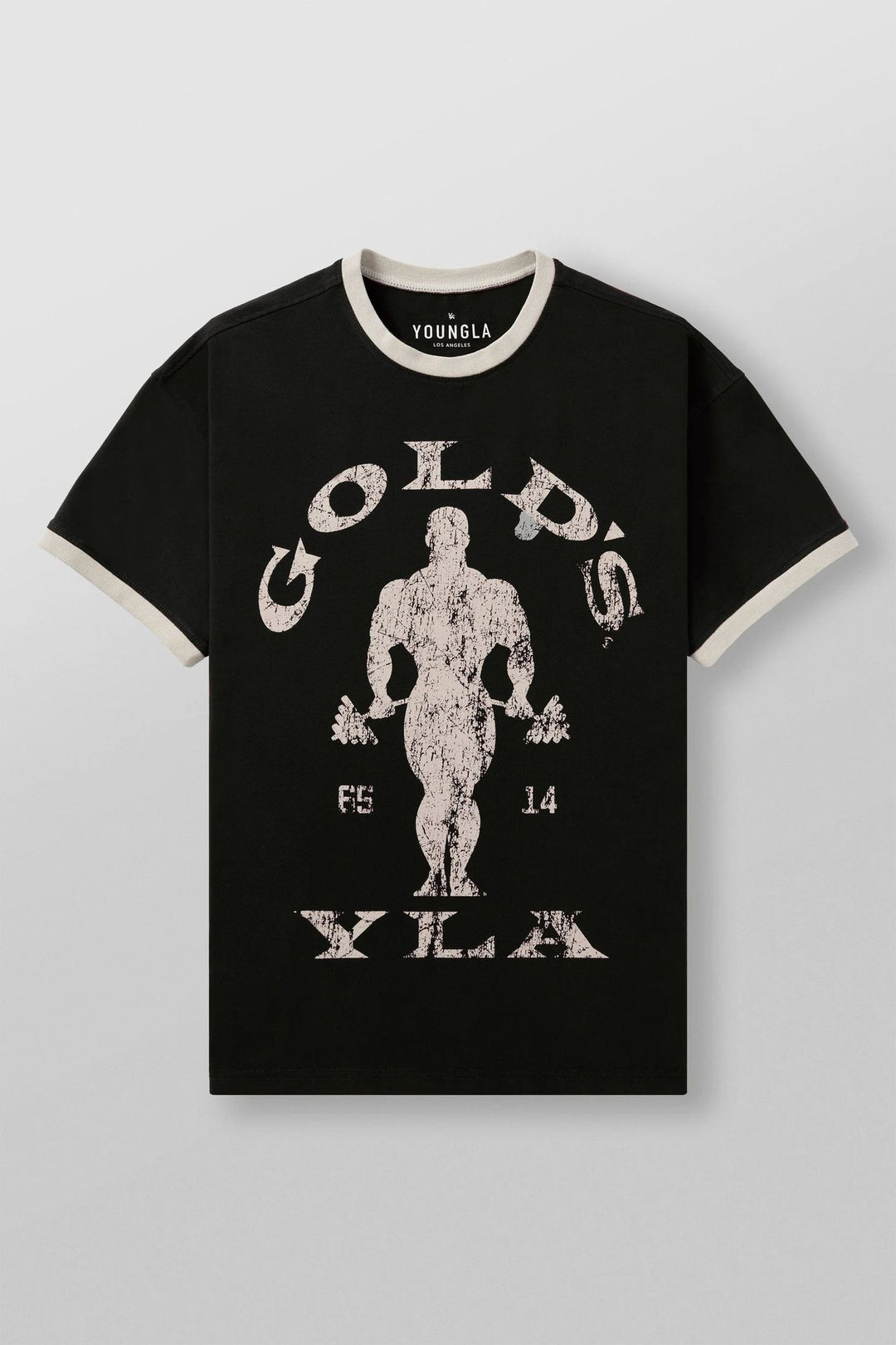 Herren nan Vintage Trainingsshirt mit Rundhalsausschnitt Kontrastbündchen und Retro-Bodybuilding-Druck Drune
