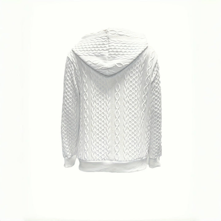 Damen elegante Strickjacke mit Kapuze und Zopfmuster Drune