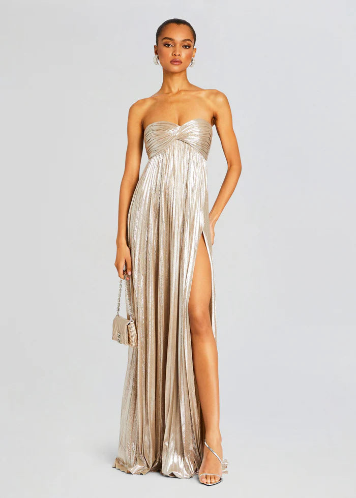 Damen Abendkleid mit schulterfreiem Design und elegantem Schlitz Drune