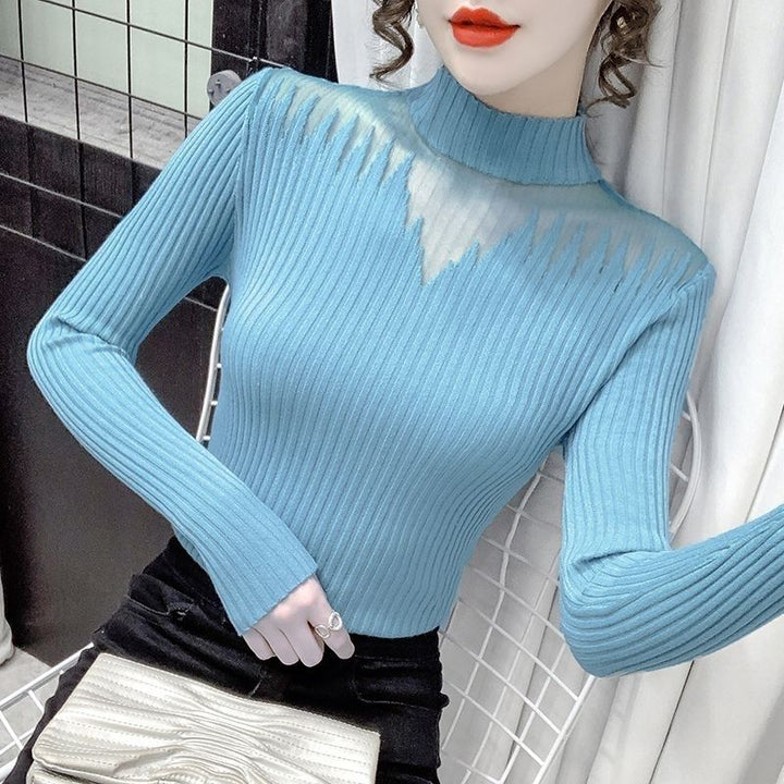 Damen eleganter Pullover mit transparenten Akzenten Drune