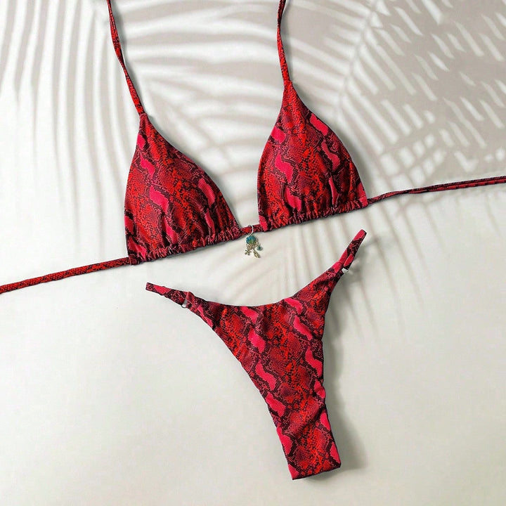 Damen Triangel-Bikini mit Schlangenmotiv Drune