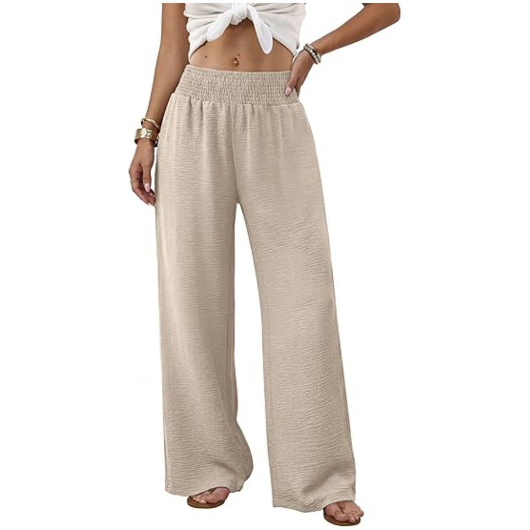 Damen Palazzo-Loungehose mit hohem Smokbund und weitem Bein Drune