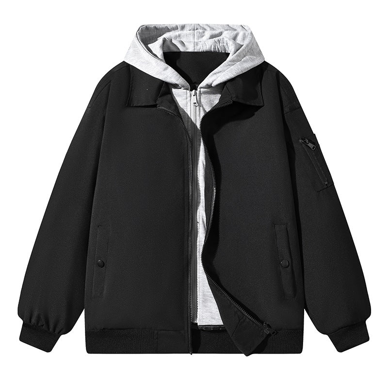 Herren Zweilagige Bomberjacke mit integriertem Kapuzen‑Innenlayer, Raglanärmeln & Ärmeltasche Drune