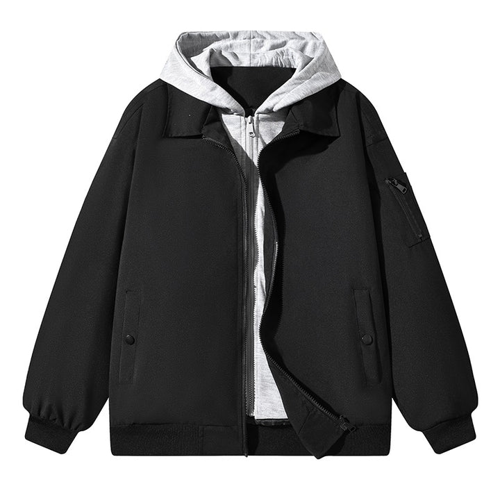 Herren Zweilagige Bomberjacke mit integriertem Kapuzen‑Innenlayer, Raglanärmeln & Ärmeltasche Drune