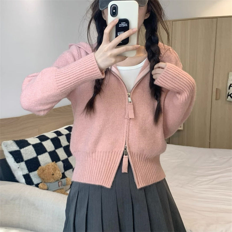 Damen Strickjacke mit hochwertigem Stoff und modischem Reißverschluss Drune