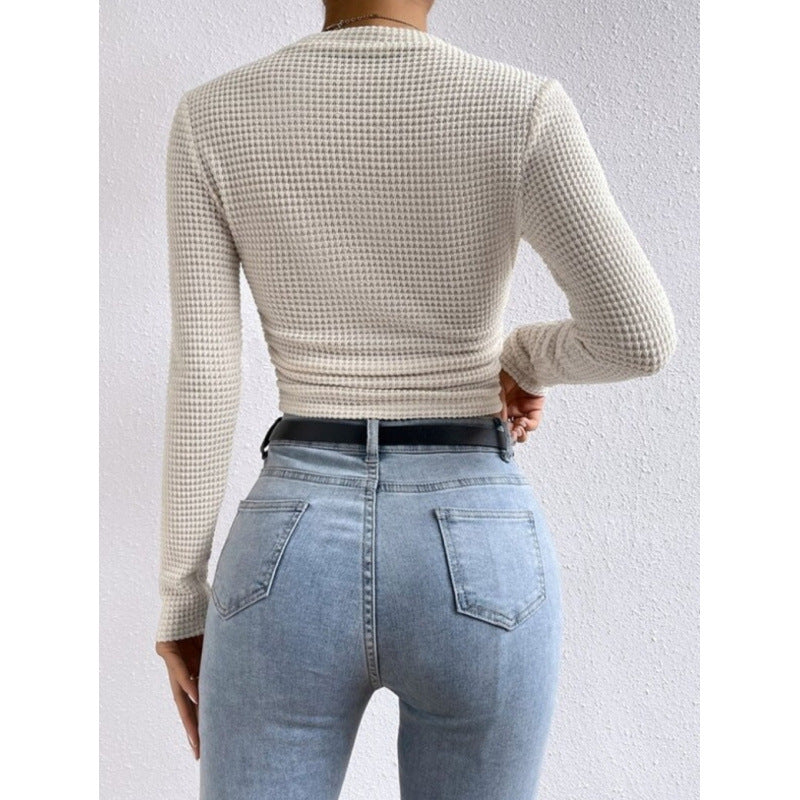Damen Langarm-Crop-Top aus strukturiertem Jersey Drune