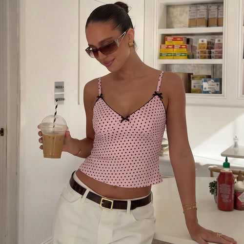 Damen Trägertop mit verspieltem Punktedesign und zarten Schleifen Drune