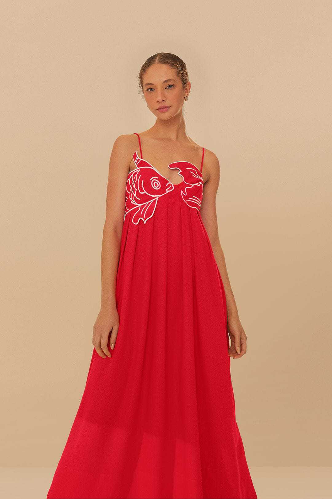 Damen Maxikleid mit kreativem Fischdesign Drune