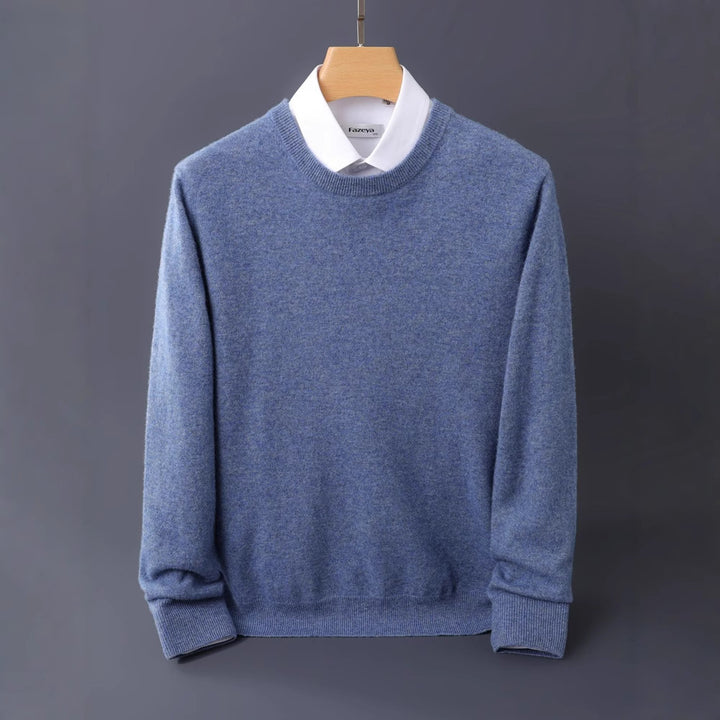 Herren Feiner Rundhals-Strickpullover in Kaschmir‑Optik mit gerippten Bündchen Drune