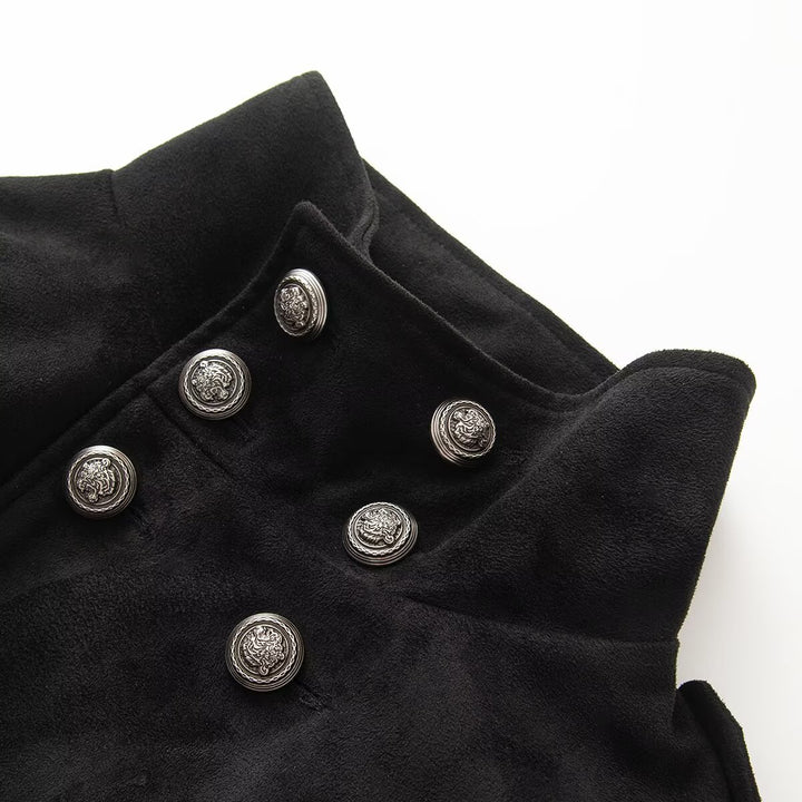 Damen Kurzblouson im Militär‑Matrosenmix mit hohem Stehkragen und Zierknopfleiste Drune