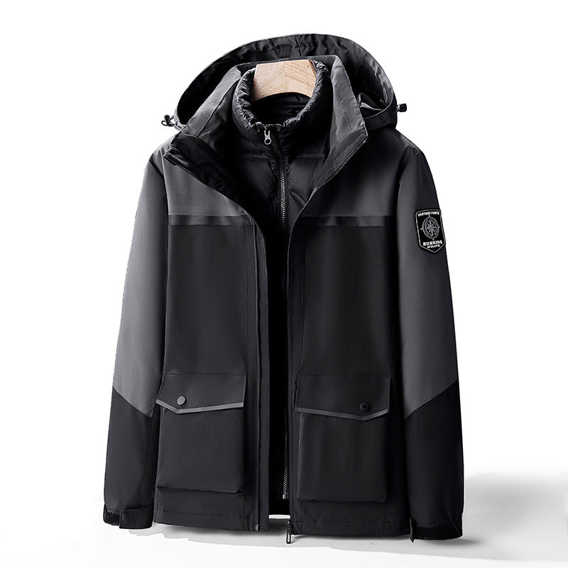 Herren Zweilagiger Wetterparka mit herausnehmbarer Isolations-Innenjacke und Utility-Taschen Drune