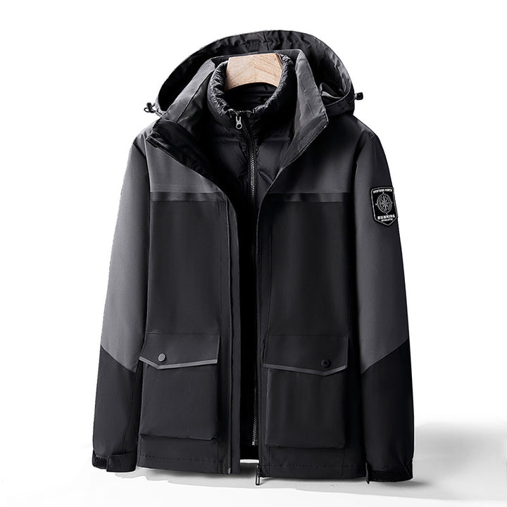 Herren Zweilagiger Wetterparka mit herausnehmbarer Isolations-Innenjacke und Utility-Taschen Drune