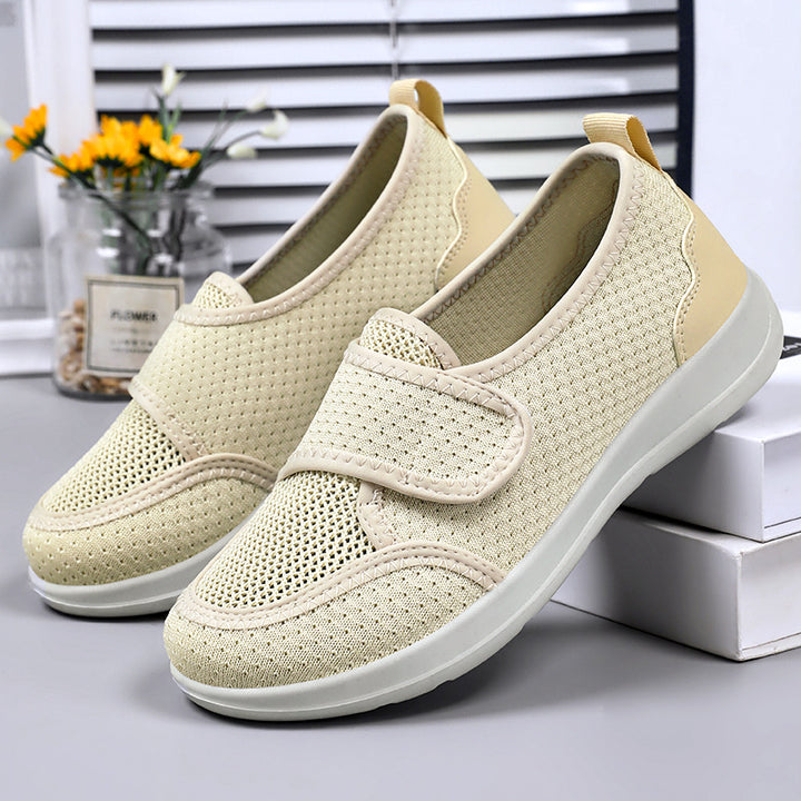 Damen Bequeme und atmungsaktive Slip-On Schuhe mit Klettverschluss Drune