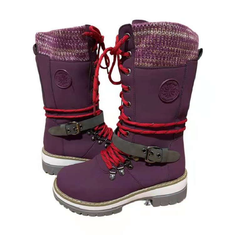 Damen robuste Winterstiefel mit hochschließendem Design und modischen Akzenten Drune