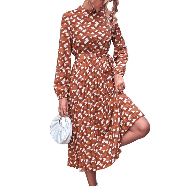 Damen Midikleid mit Rüschendetails und kreativem Muster Drune