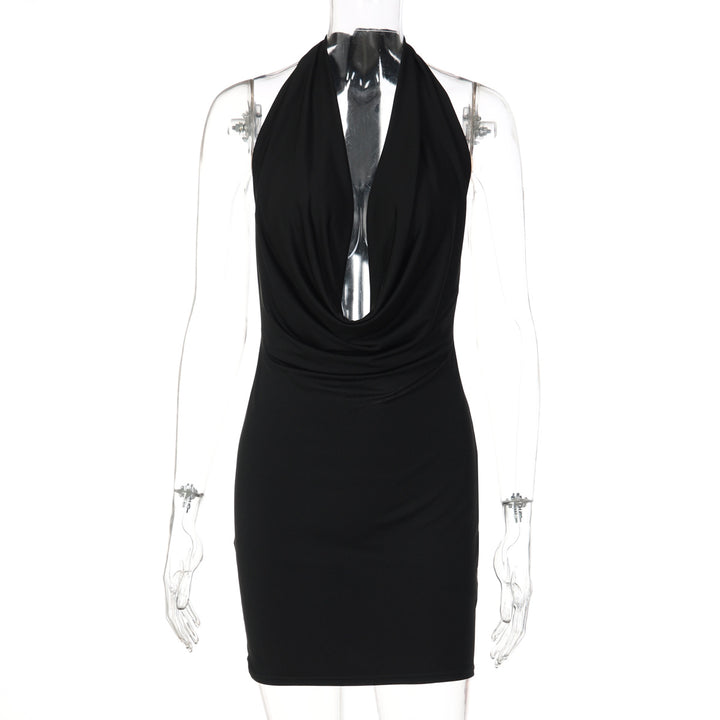 Damen figurbetontes Abendkleid mit tiefem Dekolleté und fließendem Stoff Drune