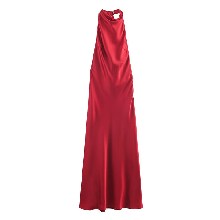 Damen Maxikleid mit hochgeschnittenem Kragen und eleganter Silhouette Drune