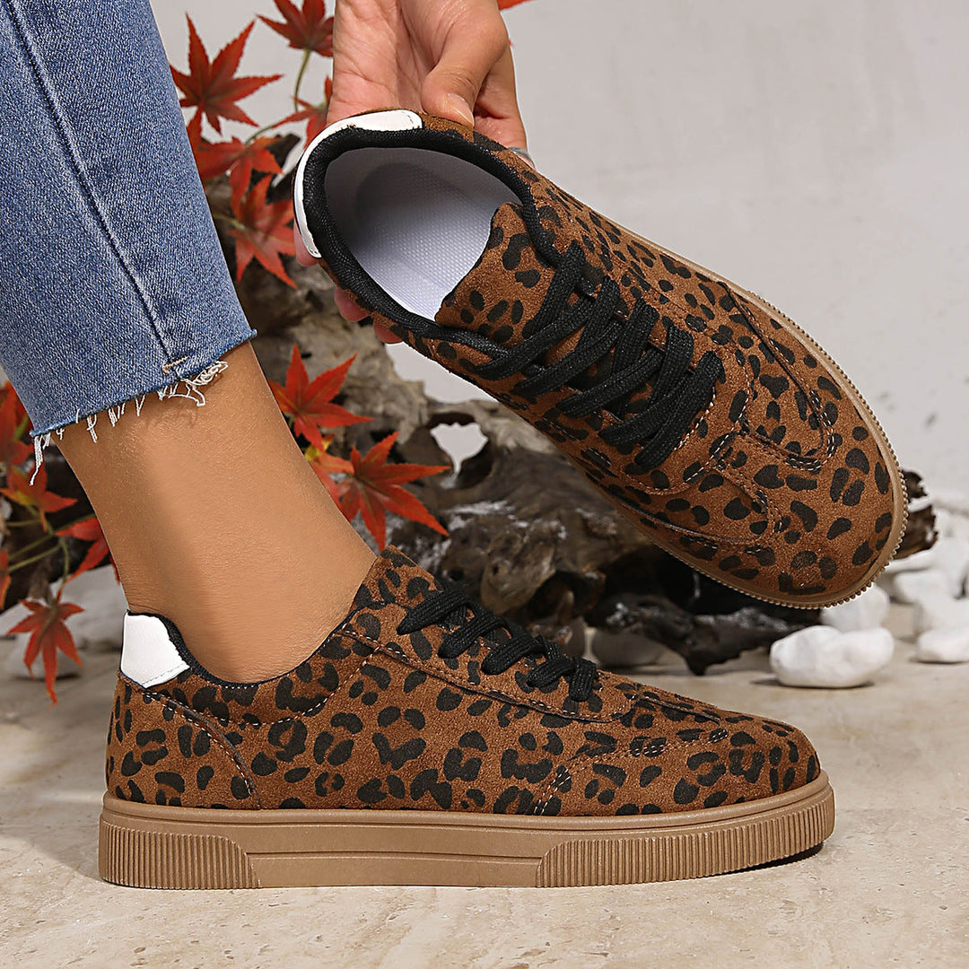 Damen Sneakers im attraktiven Leopardenmuster mit atmungsaktiver Oberflächenstruktur Drune